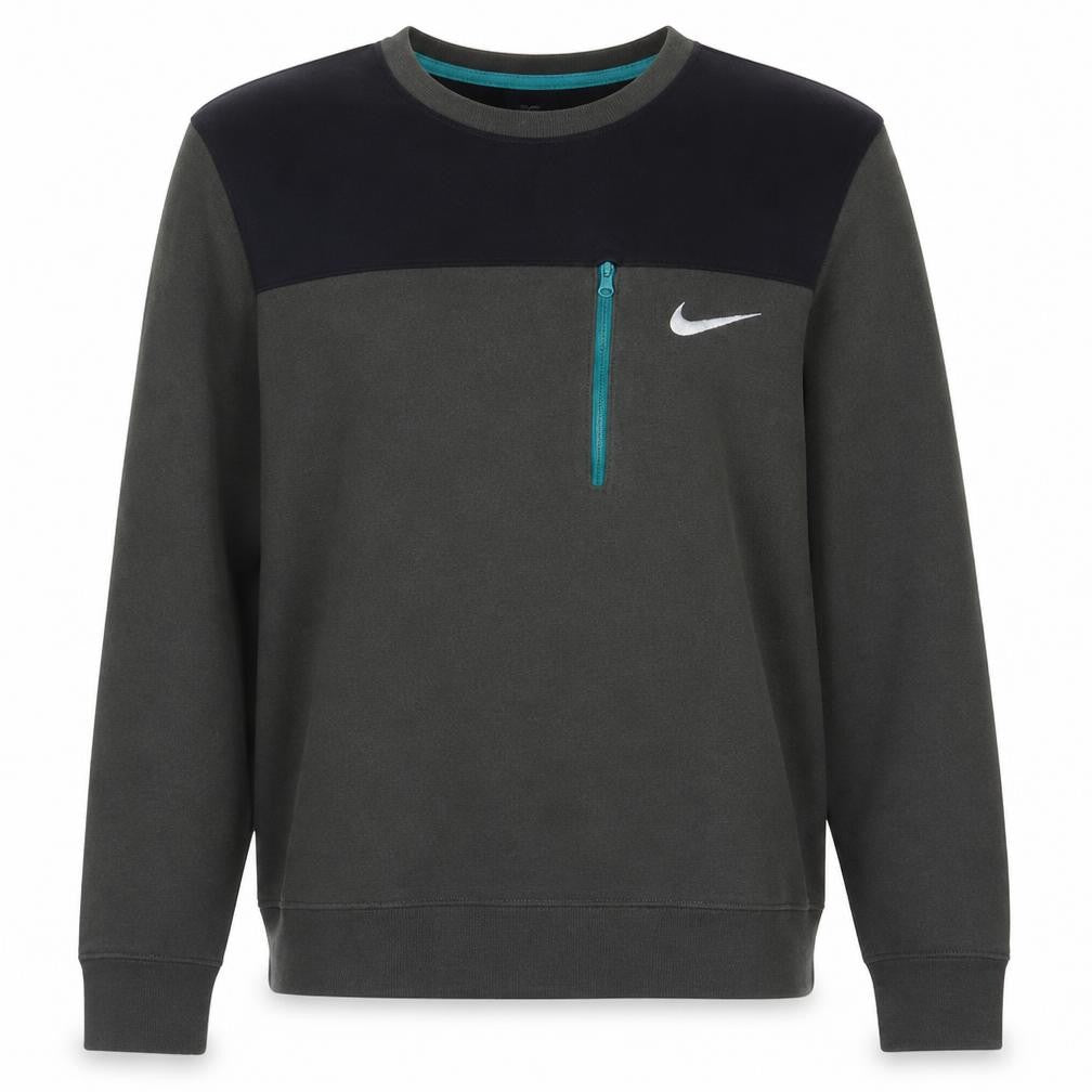 Nike Men's Green Crew Neck Zip Pocket Sweatshirt M
