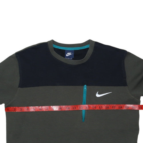 Nike Men's Green Crew Neck Zip Pocket Sweatshirt M