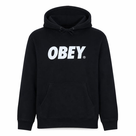 Obey Men's Black Pullover Hoodie S Regular Fit Streetwear Logo