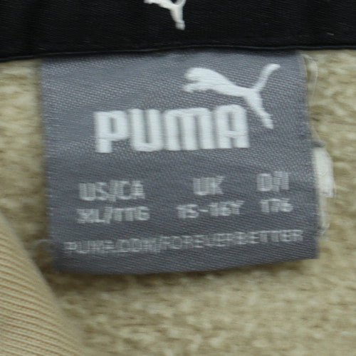 Puma Boys Beige Pullover Hoodie 15-16 Years Logo Classic Fleece Sweatshirt