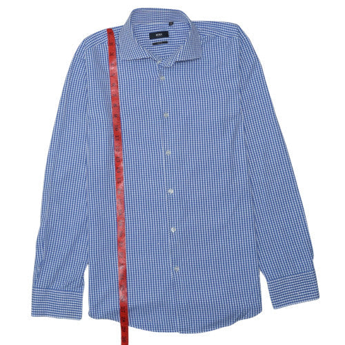 Hugo Boss Men's Blue Slim Fit Checked Long Sleeve Button-Up Shirt Size 40