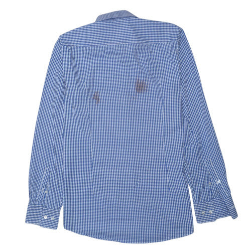 Hugo Boss Men's Blue Slim Fit Checked Long Sleeve Button-Up Shirt Size 40