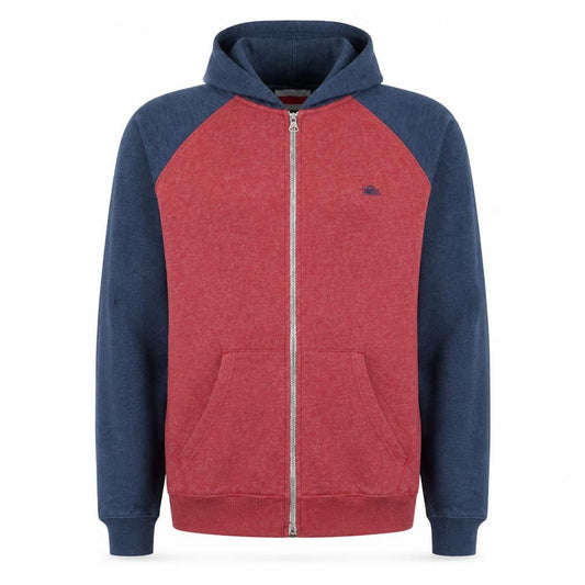 Quiksilver Men's Red & Blue Full Zip Hoodie XL Regular Fit