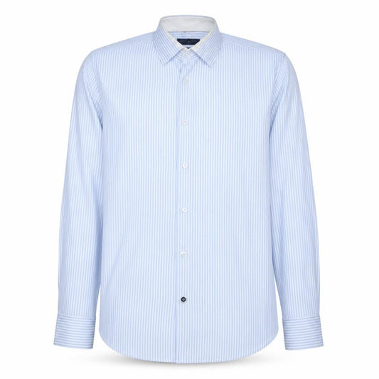 Tommy Hilfiger Men’s Blue Striped Slim Fit Long Sleeve Shirt 15.5 40in