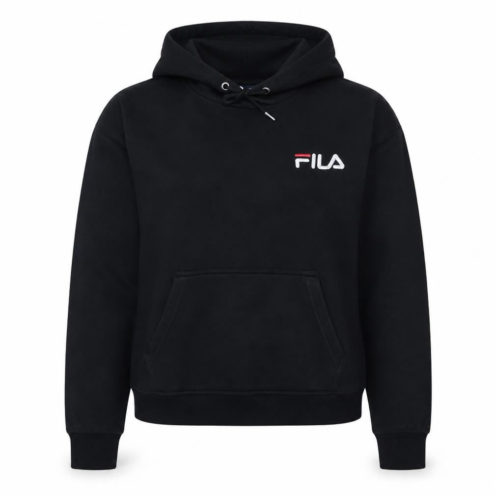 Fila Womens Black XS Pullover Hoodie with Logo Embroidery