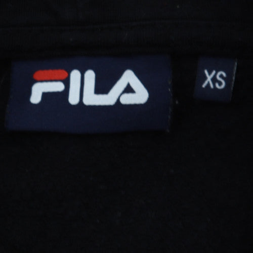 Fila Womens Black XS Pullover Hoodie with Logo Embroidery