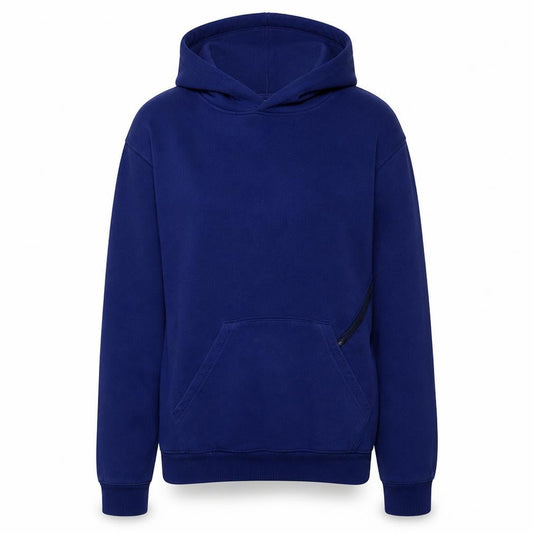 Front view of Le Coq Sportif Women Blue Pullover Hoodie, size S, Cotton Blend