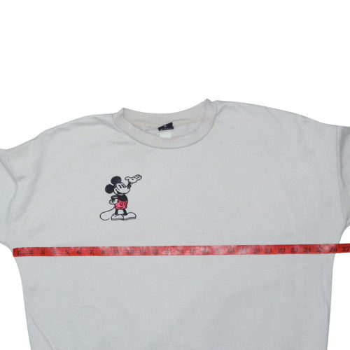 Disney Mickey Mouse White Crew Neck Sweatshirt Women XL