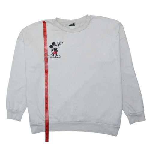 Disney Mickey Mouse White Crew Neck Sweatshirt Women XL