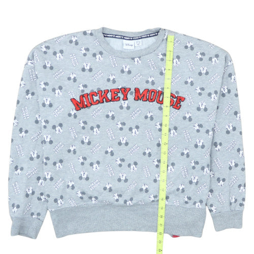 Disney Women Grey Mickey Mouse Pullover Sweatshirt Size S 10/12