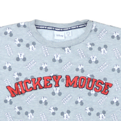 Disney Women Grey Mickey Mouse Pullover Sweatshirt Size S 10/12