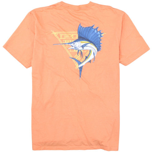 Columbia Men's Orange XL Graphic Fish Print Cotton T-Shirt