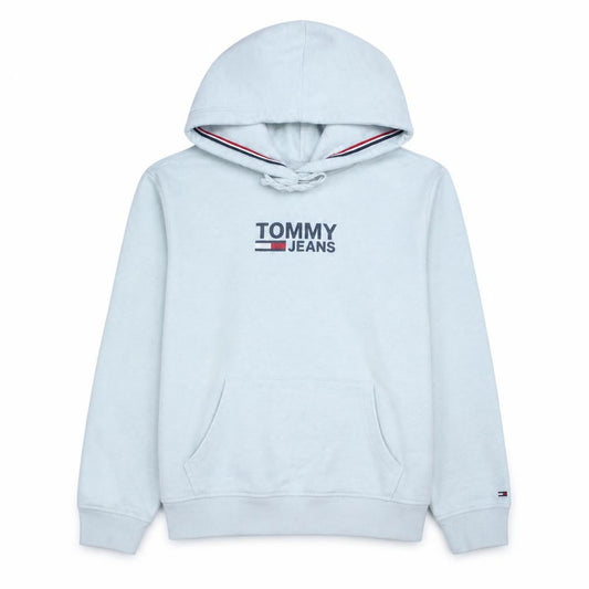 Tommy Jeans Men's White Pullover Hoodie M Logo Fleece Sweatshirt