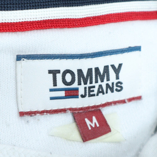 Tommy Jeans Men's White Pullover Hoodie M Logo Fleece Sweatshirt