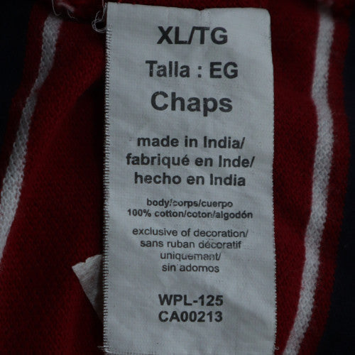 Chaps Men's Red Striped Cotton Polo Shirt XL Short Sleeve Classic Fit