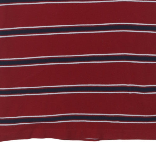 Chaps Men's Red Striped Cotton Polo Shirt XL Short Sleeve Classic Fit