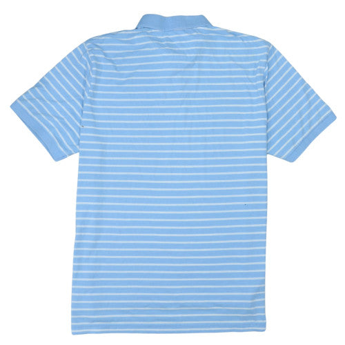 Chaps Men’s Blue Striped Polo Shirt L Cotton Blend Short Sleeve