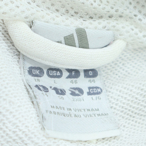 Adidas Women White Full Zip Hoodie L Logo Hooded Sweatshirt