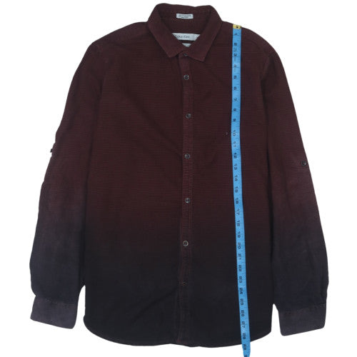 Calvin Klein Men's Brown Slim Fit Cotton Corduroy Shirt M