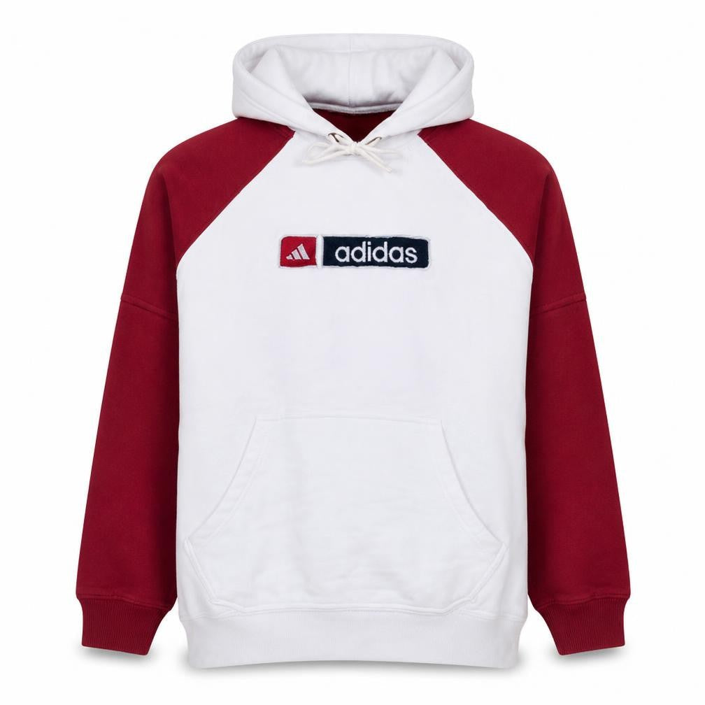 adidas Men's White Red Pullover Hoodie Size S Sports Fleece
