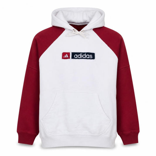 adidas Men's White Red Pullover Hoodie Size S Sports Fleece