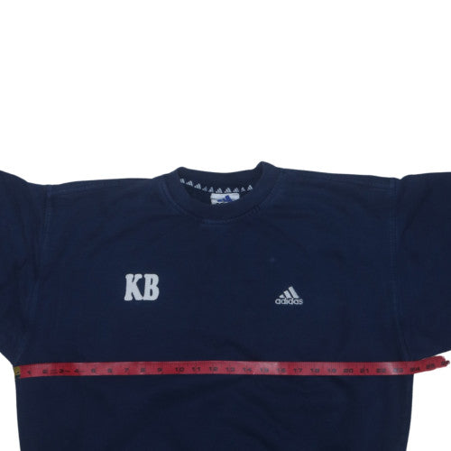 Adidas Men’s Blue Pullover Sweatshirt L Crew Neck Sports Embroidered