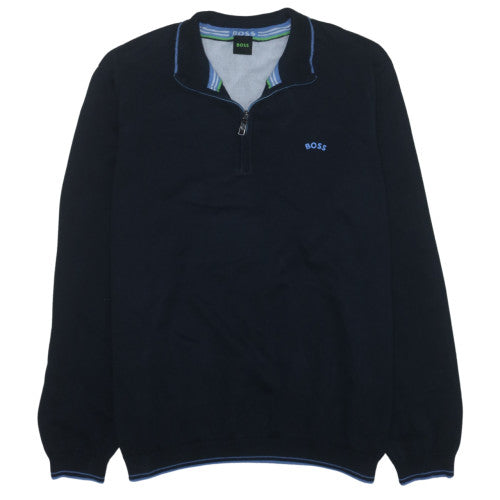BOSS Mens Blue 3XL 1/2 Zip Cotton Knit Sweatshirt