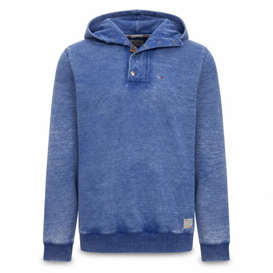 Hilfiger Denim Men's Blue Henley Hoodie Size L Cotton Blend