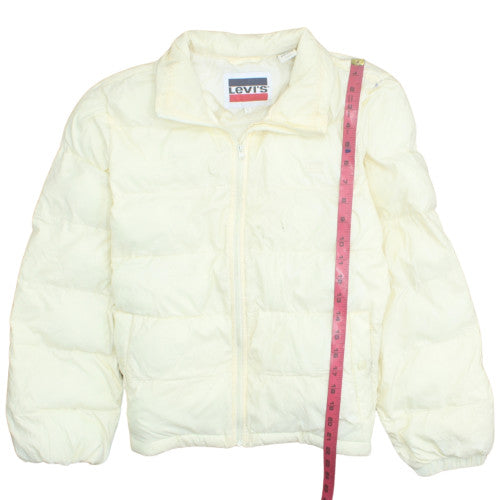 Levi's Women's Ivory Puffer Jacket Size S Full Zip Warm Winter Coat