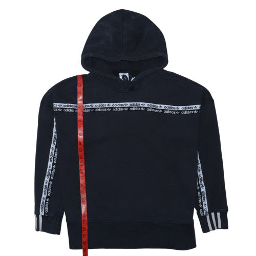 Adidas Womens Black 14 Pullover Hoodie Cotton Blend Logo Detail