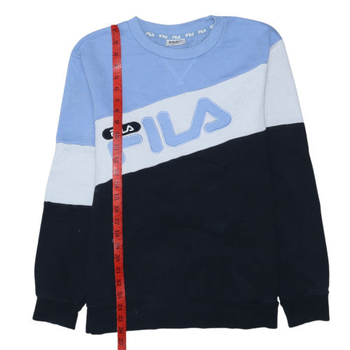 FILA Womens Blue Colourblock Logo Sweatshirt Size 14