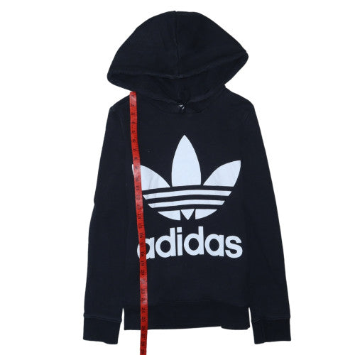 Adidas Women's Black Trefoil Pullover Hoodie Size 8 Cotton Blend