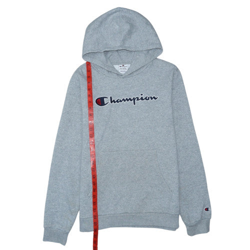 Champion Teens Grey Pullover Hoodie 2XL Logo Embroidered Cotton Blend