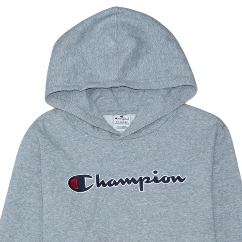 Champion Teens Grey Pullover Hoodie 2XL Logo Embroidered Cotton Blend