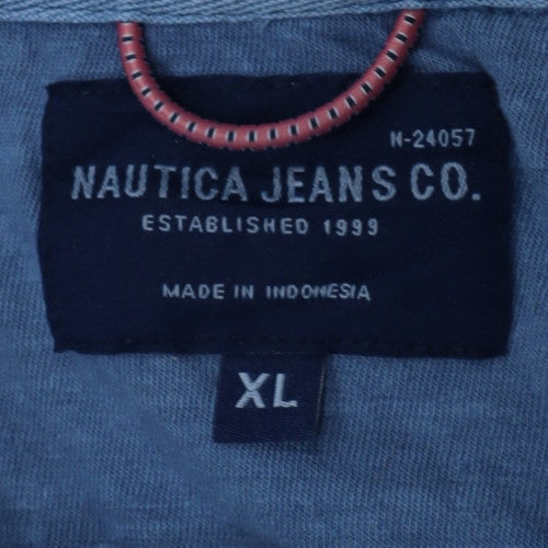 Nautica Jeans Co. Men's Blue Linen Cotton Polo Shirt XL