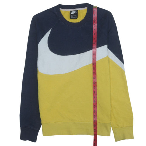 Nike Men's Blue Yellow White Logo Crew Neck Sweatshirt Size S