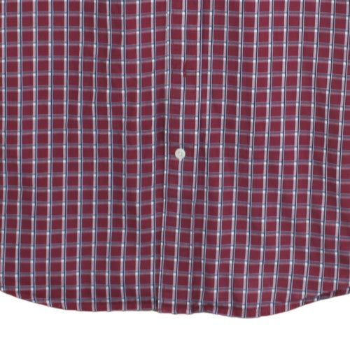 Tommy Hilfiger Men's Red Check Short Sleeve Button-Up Shirt L