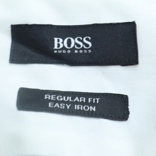 Hugo Boss Men's White Regular Fit Easy Iron Button-Up Shirt L