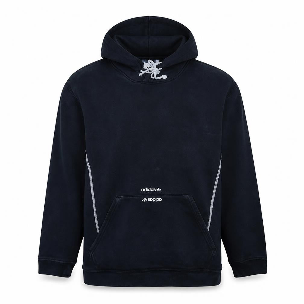 Adidas Women Black Pullover Hoodie L Cotton Blend Hooded Sweatshirt