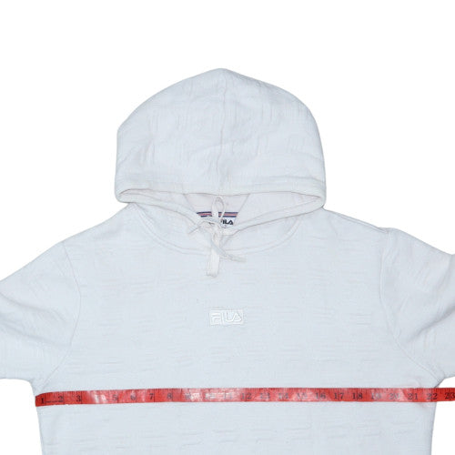 FILA Men’s White Pullover Hoodie S Logo Cotton Blend Sportswear
