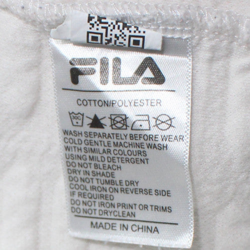 FILA Men’s White Pullover Hoodie S Logo Cotton Blend Sportswear