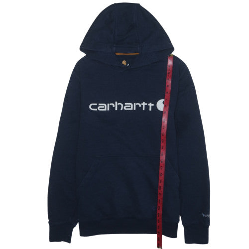 Carhartt Men Blue Pullover Hoodie M Relaxed Fit Logo Sweatshirt