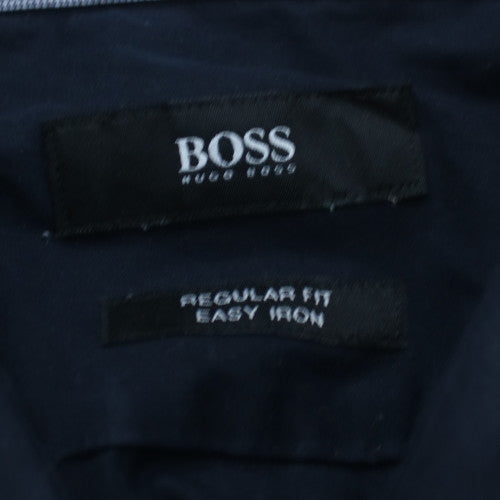 Hugo Boss Men's Blue Regular Fit Easy Iron Cotton Shirt Long Sleeve Size L