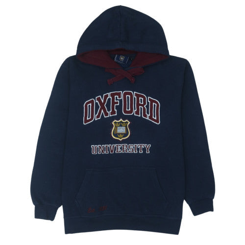 Oxford University Men's Blue Pullover Hoodie L Embroidered Logo