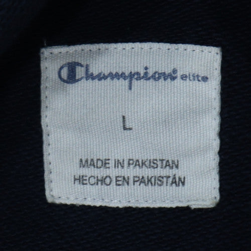 Champion Men’s Black Pullover Hoodie L Embroidered Logo Fleece
