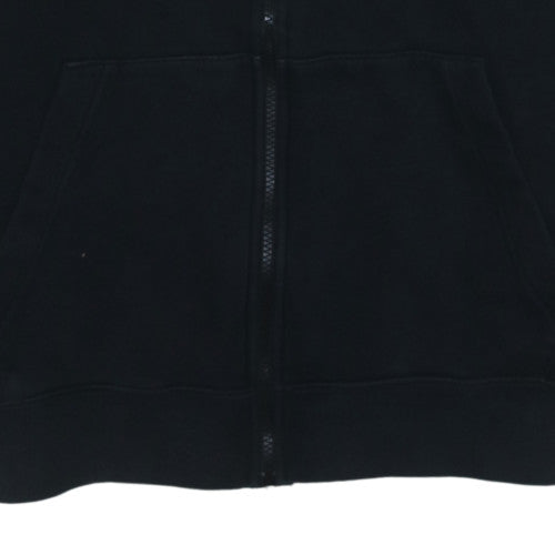 Nike Womens Black Full Zip Hoodie L Logo Cotton Blend Sweatshirt