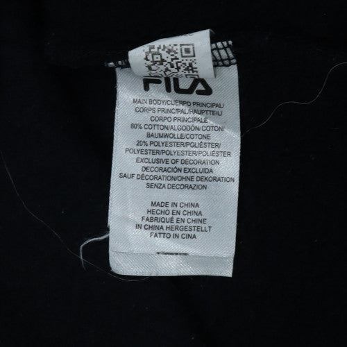 Fila Womens Black XL Pullover Sweatshirt Logo Crew Neck Cotton Blend