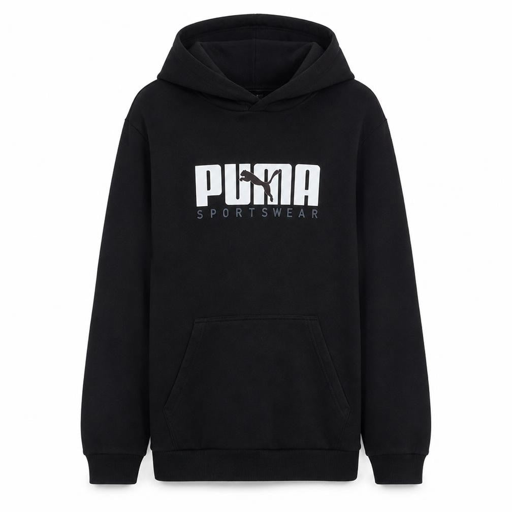 Puma Men's Black Medium Pullover Hoodie Sportswear Graphic Print