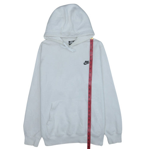 Nike Men's White Pullover Hoodie L Logo Fleece Sweatshirt