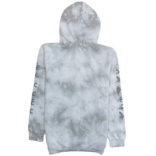 Quiksilver Men's Grey Tie Dye Pullover Hoodie XL Surf Graphic